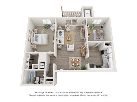 Floor plan for 2 beds, 1 bath, 915 sqft